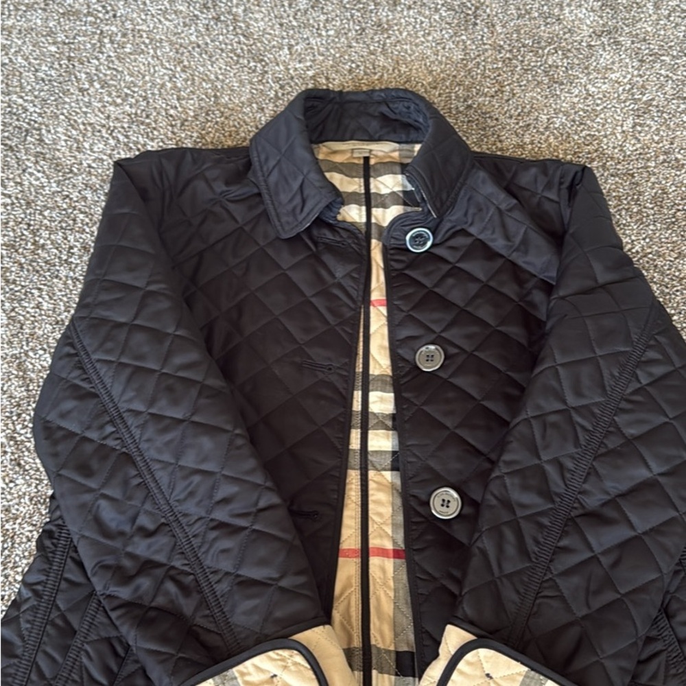 Burberry Black Quilted Jacket with Check Lining